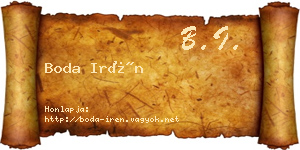 Boda Irén névjegykártya