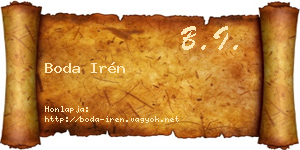 Boda Irén névjegykártya
